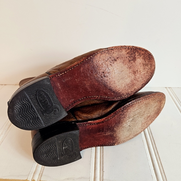 Justin Boots Womens  7 Brown Stinson 10" Smooth Ostrich Roper Western Cowboy - Picture 11 of 16